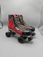 Vintage Bauer Chicago Roller Skates Size 8 R Red City Roller Wheels