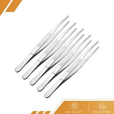 5pcs - 7 Inch Stainless Steel Straight Blunt Tweezers Serrated Tip