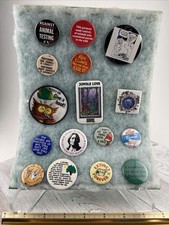 VINTAGE LOT OF PINS BUTTONS BADGES POLITICAL NATURAL SMOKEY MORE 16 Pins