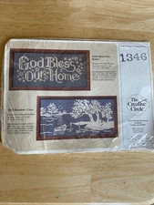 The Creative Circle Lace Net Darning Stitch Kit #1346 'God Bless Our Home'  New