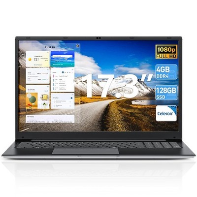 2025 SGIN 17.3 Zoll Laptop Computer 4GB RAM 128GB SSD 2.50 Ghz Celeron Quad-Core