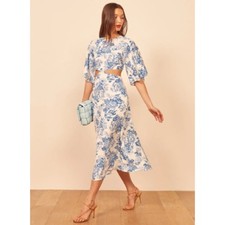 Reformation Benny Cut-out Crepe Midi Dress In Olympia