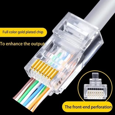 4X RJ45 Cat6 Cat5 Cable Connectors Crystal Head Ethernet Network Connector Plug