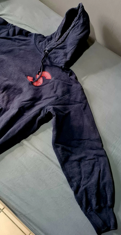 Supreme S Logo Hooded Sweatshirt Washed Out Dark Blue  Size Medium FW20 Hoodie - Photo 4/4