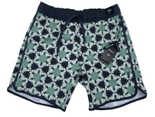60 RVCA Men's Eastern Elastic 4 Way Stretch Swim Shorts -Green/Grey -Small-New