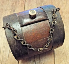 LARGE OAK HARVEST COSTREL IRON BOUND DEVON CIDER BARREL EARLY 19th CENTURY #6