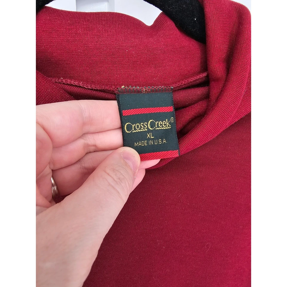 Suéter para mujer Cross Creek manga larga 100 % algodón rojo cuello tortuga talla XL Foto 3 de 4
