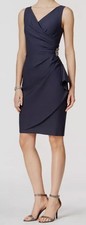 Alex Evenings Women's Black Compression Embellished Ruched Sheath Dress Size 12