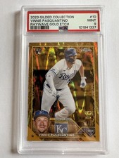 VINNIE PASQUANTINO Rookie 2023 Topps Gilded Raywave GOLD ETCH #'d 18/25, PSA 9!!