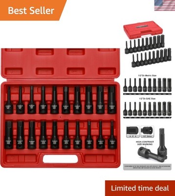 1/2'' Drive Master Impact Hex Bit Set, Hex Driver, SAE/Metric, 1/4'' - 3/4'', 6m...