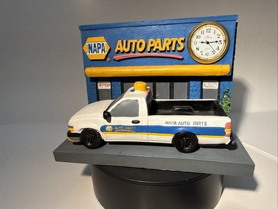 RARE NAPA Auto Parts Store with Delivery Pickup Truck Parked in front Desk Clock