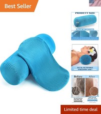 Breathable Blue Round Neck Roll Pillow Covers - 16x6 with Zipper Set of 2