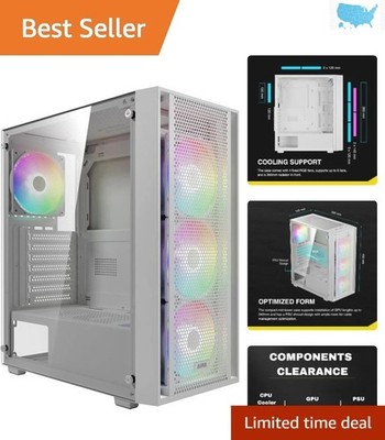 Versatile White ATX Mid Tower Case - Supports 360mm Radiators & 340mm GPUs
