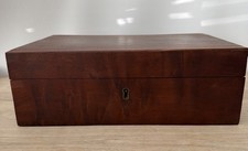 Antique Victorian Mahogany Writing Slope Portable Desk Ink Well Pen Box c1900