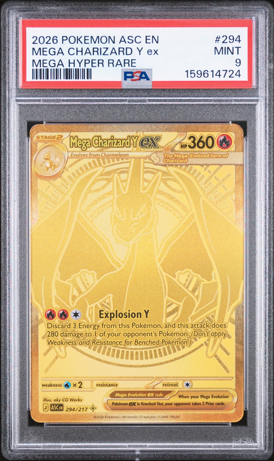 2026 POKEMON ASC EN-ASCENDED HEROES MEGA HYPER RARE MEGA CHARIZARD Y EX PSA 9