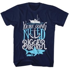 Jaws T-Shirt Going To Need A Bigger Boat Typography Navy Tee