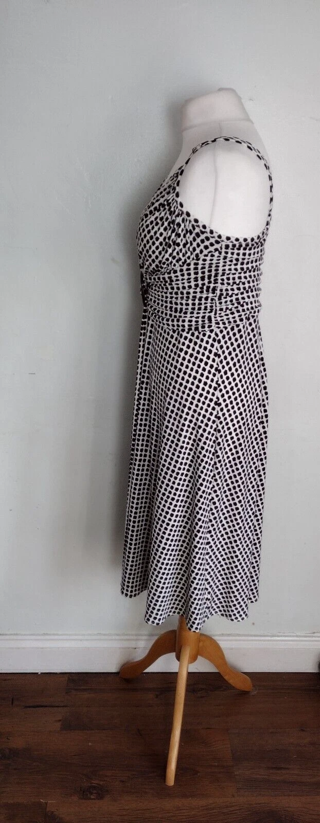 OFF WHITE ABITO LUSINGHIERO LINEA taglia 12 MARRONE e BIANCO SPORCO piccolo check elasticizzato