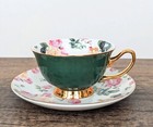 *BRAND NEW* Grace Teaware Green Rose Chintz Tea Cup & Saucer