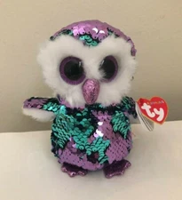 Ty Beanie Boos Flippables Limited Collection 6" MOONLIGHT Sequins Purple Owl