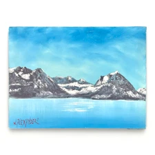 William Alexander Oil Landscape, PBS TV Painting Bob Ross Teacher Mountains Blue