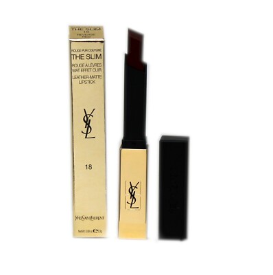 YSL ROUGE PUR COUTURE THE SLIM LEATHER-MATTE LIPSTICK 2.2G #18-REVERSE RED 