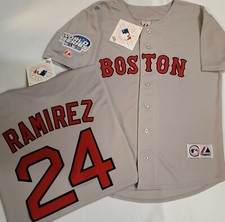 Majestic Boston Red Sox MANNY RAMIREZ 2004 World Series Baseball JERSEY GRAY
