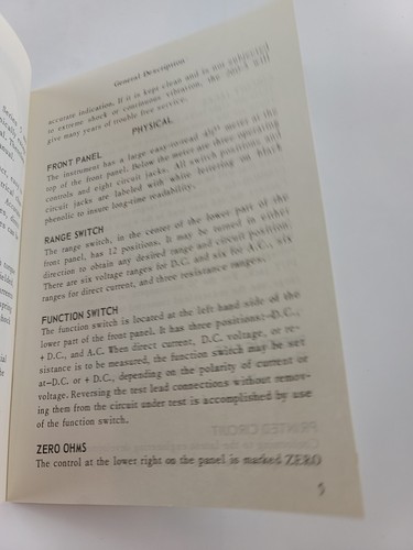 Simpson 260 Series 5 & 5M Volt-OHM-Milliammeters Operators Manual 5-110290 - Picture 5 of 6