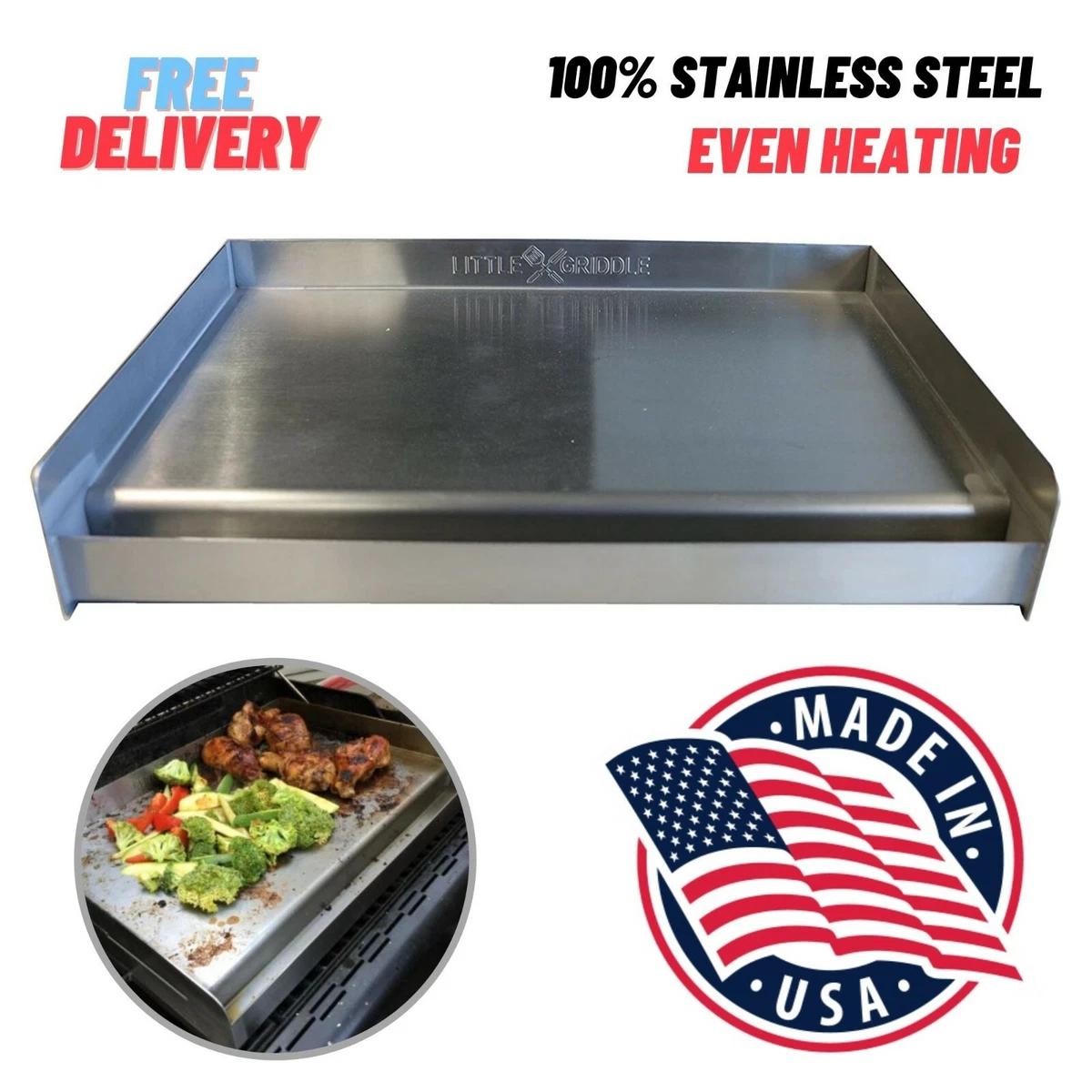  Griddle for Gas Grill & Stove Top, Stainless Steel