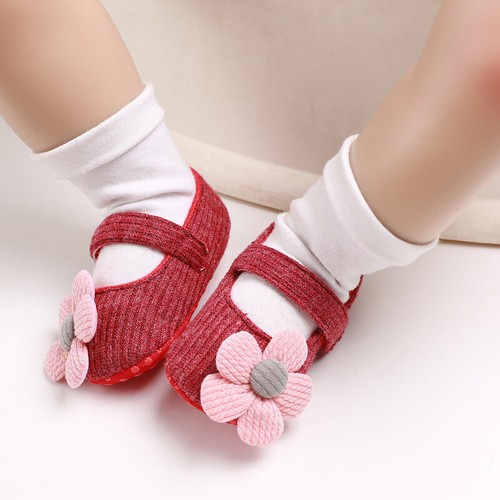Newborn Toddlers Baby Pram Shoes Girl Flower Princess Garden Wedding Slippers - Picture 5 of 16