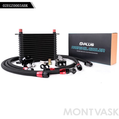 Universal 15 Row 10AN Alumium Engine Oil Cooler Black + Filter Relocation Kit