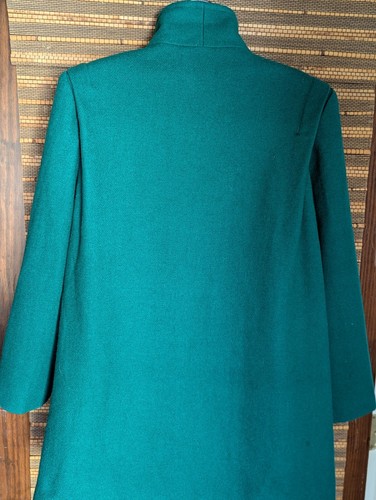 Vintage XL 12-14 Emerald Green Wool Double Breasted Gold Button Swing Peacoat - Picture 7 of 19