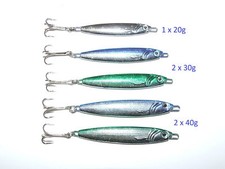 5 x 20g 30g 40g Mackerel Bass Cod Pike Spinners Treble Hooks Boat Pier Fishing