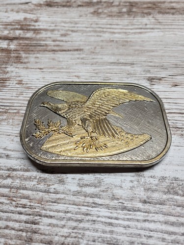 Vintage Brass Belt Buckle Eagle w/ Shield Numbered - Picture 1 of 2