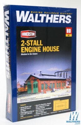 NEW Walthers 933-3007 2-Stall Engine House Kit Holds Locos HO Sc FREE US SHIP
