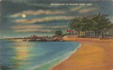 Moonlight Night Crescent Beach Connecticut Linen P20