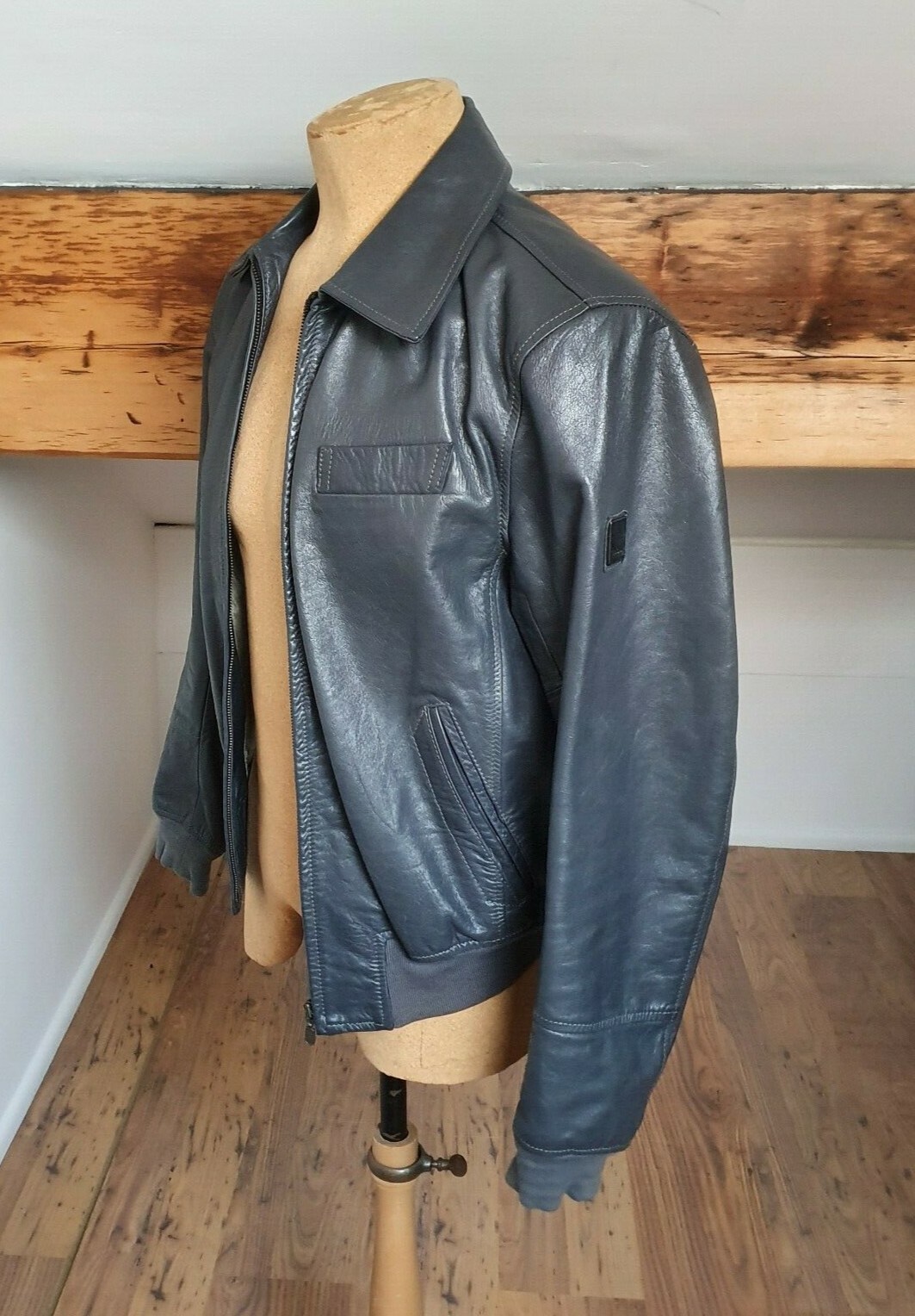 Belstaff Grey Mens Leather Bomber Jacket L eBay