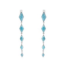 Dominican Larimar Earrings Dangle Long 925 Sterling Silver Gemstone Jewelry Gift