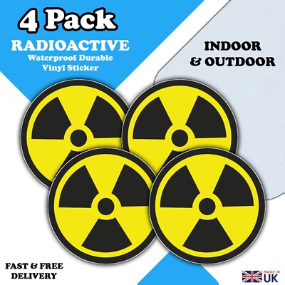 4er-Pack - Radioaktive Strahlung Gefahr Atom Vinyl Aufkleber - 50 mm - Abziehbilder