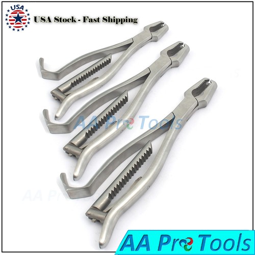 3 Pcs KERN Bone Holding Forceps 4" + 5.5" + 6" with Ratchet Ortho medical Use - Picture 2 of 3