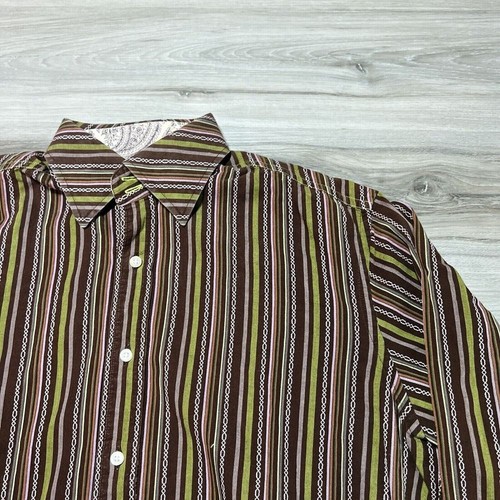 Dragonfly Shirt Mens Medium Button Up Multicolor Striped  Cowboy Western Retro - Picture 4 of 6