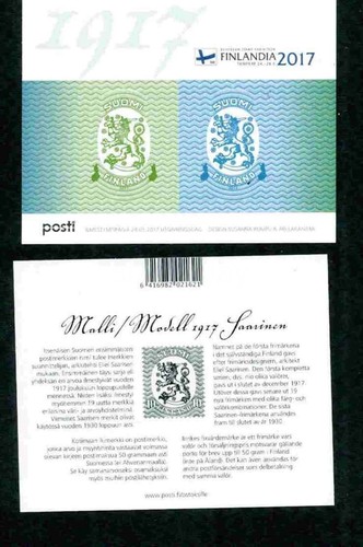 FINLAND 2017 SOUVENIR SHEET SELF ADHESIVE STAMP ON STAMP S13570-6 - Picture 2 of 2