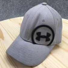 Under Armour Baseball Cap Hat Youth Gray S-M Fitted Curved Brim Embroidered Logo