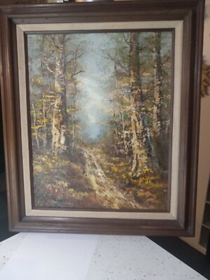 J. Medina Original Forest Oil On Canvas Framed and Signed. 15x 19