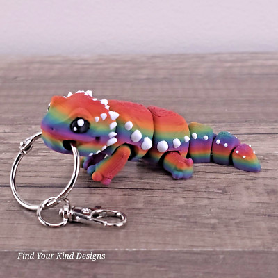 Mini Bearded Dragon Keychain 3D Articulated Flexi Fidget Toy Gift- Bag Charm