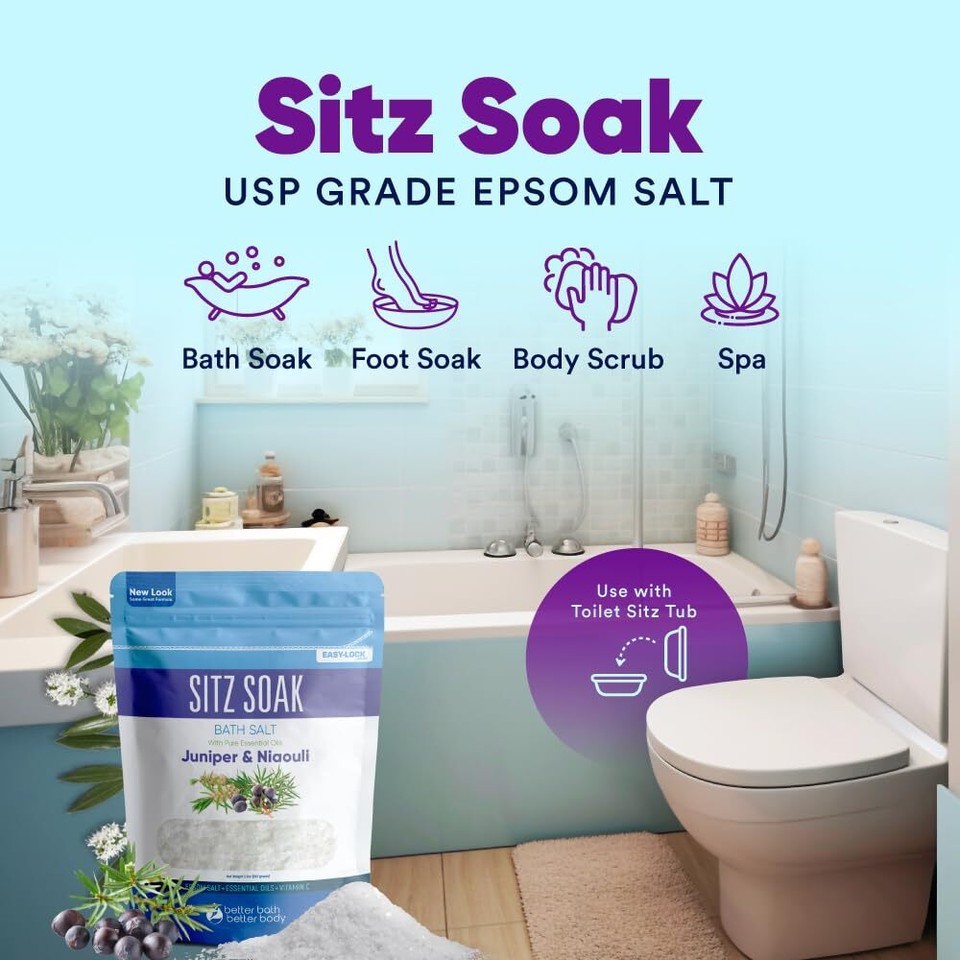 Sitz Bath Soak 2Lbs Sitz Salt Epsom Salt Hemorrhoid Soothing with Pure