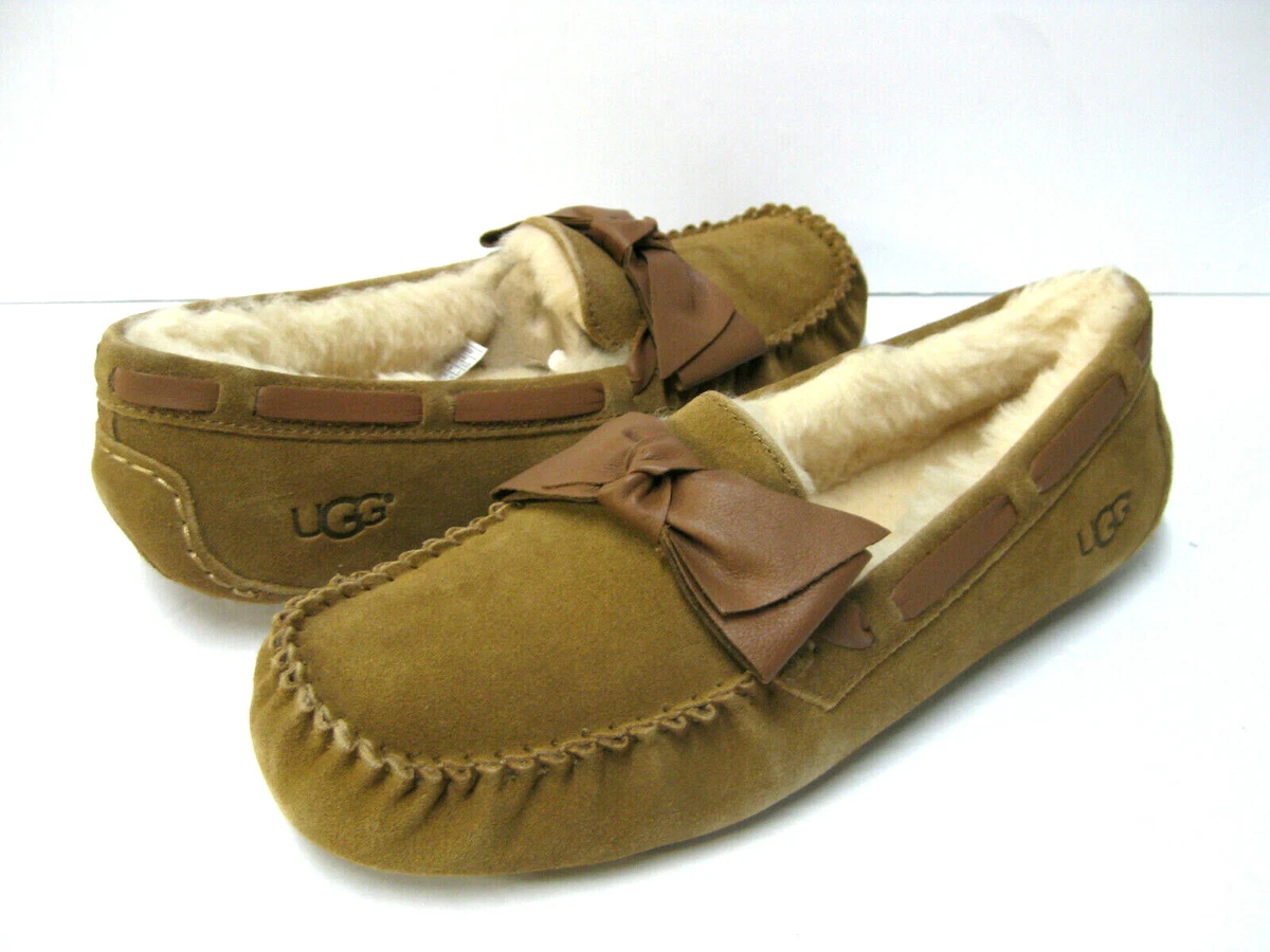 UGG DAKOTA LEATHER BOW WOMEN SLIPPER SUEDE CHESTNUTUS 12 /UK 10 /EU 43