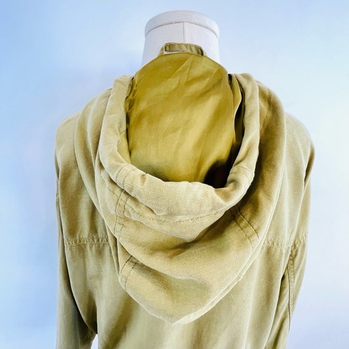 Weekday Size XS 6 8 10 Khaki Olive Green Cotton Blend Daphne Bomber Jacket Hood - Picture 9 of 18