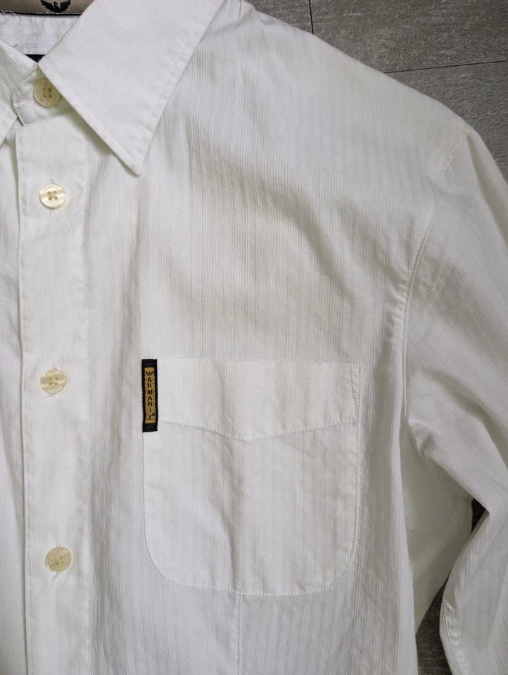 Camisa de vestir Armani Jeans para hombre blanca sobre blanca talla pequeña con botones Foto 3 de 4