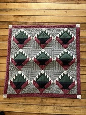 Vintage Quilt Wall Hanging Basket Patchwork Cotton Farmhouse