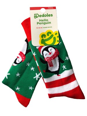 DEDOLES warme Kuschel süße X-Mas Socken  '' Hello Pinguin ''  35-38 , 39-42  Neu
